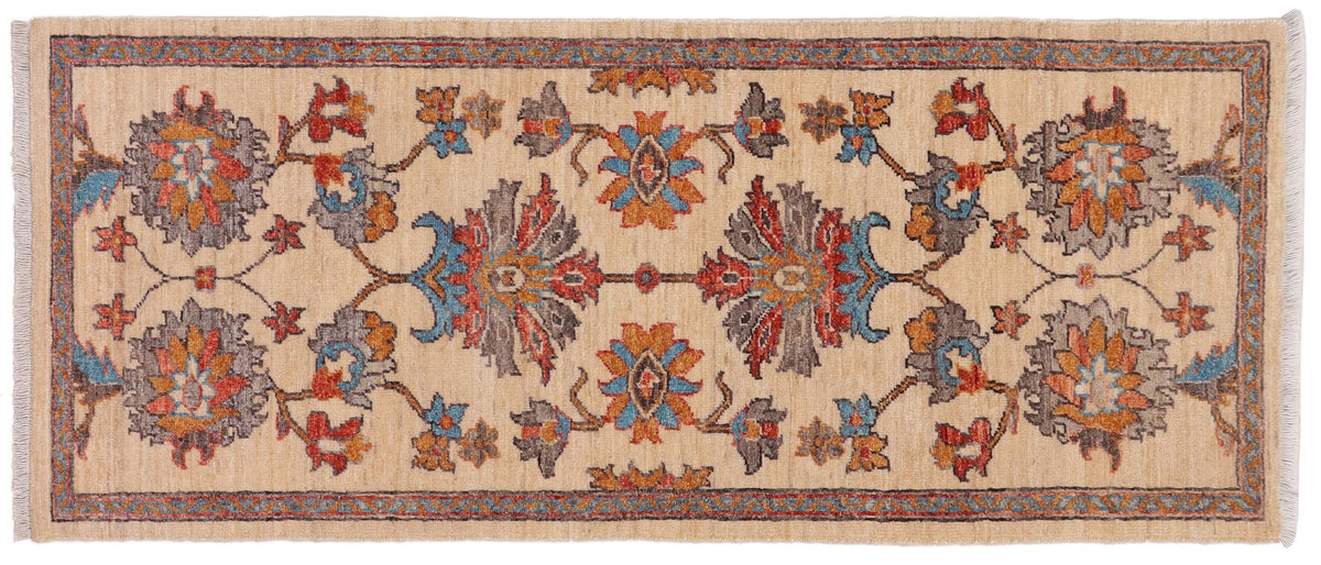 handmade Traditional Kafkaz Beige Red Hand Knotted RUNNER 100% WOOL area rug 3' x 5'