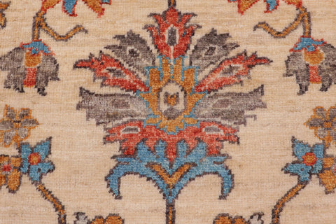 handmade Traditional Kafkaz Beige Red Hand Knotted RUNNER 100% WOOL area rug 3' x 5'