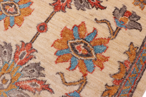 handmade Traditional Kafkaz Beige Red Hand Knotted RUNNER 100% WOOL area rug 3' x 5'