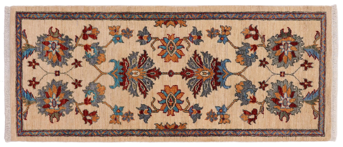 handmade Traditional Kafkaz Beige Red Hand Knotted RUNNER 100% WOOL area rug 3' x 5'