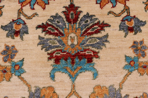 handmade Traditional Kafkaz Beige Red Hand Knotted RUNNER 100% WOOL area rug 3' x 5'
