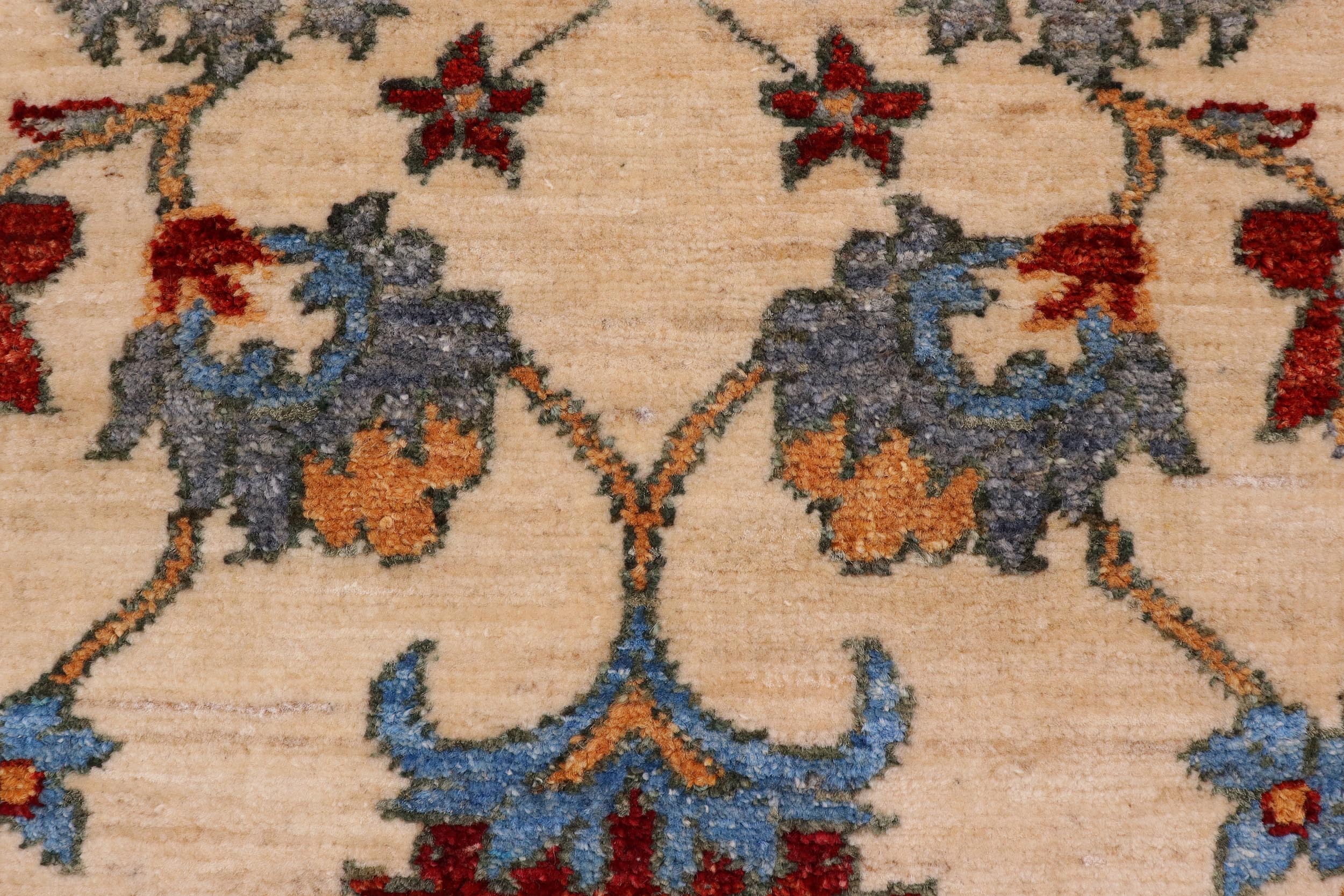 handmade Traditional Kafkaz Beige Red Hand Knotted RUNNER 100% WOOL area rug 3' x 5'