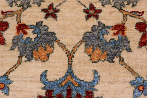 handmade Traditional Kafkaz Beige Red Hand Knotted RUNNER 100% WOOL area rug 3' x 5'