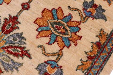 handmade Traditional Kafkaz Beige Red Hand Knotted RUNNER 100% WOOL area rug 3' x 5'