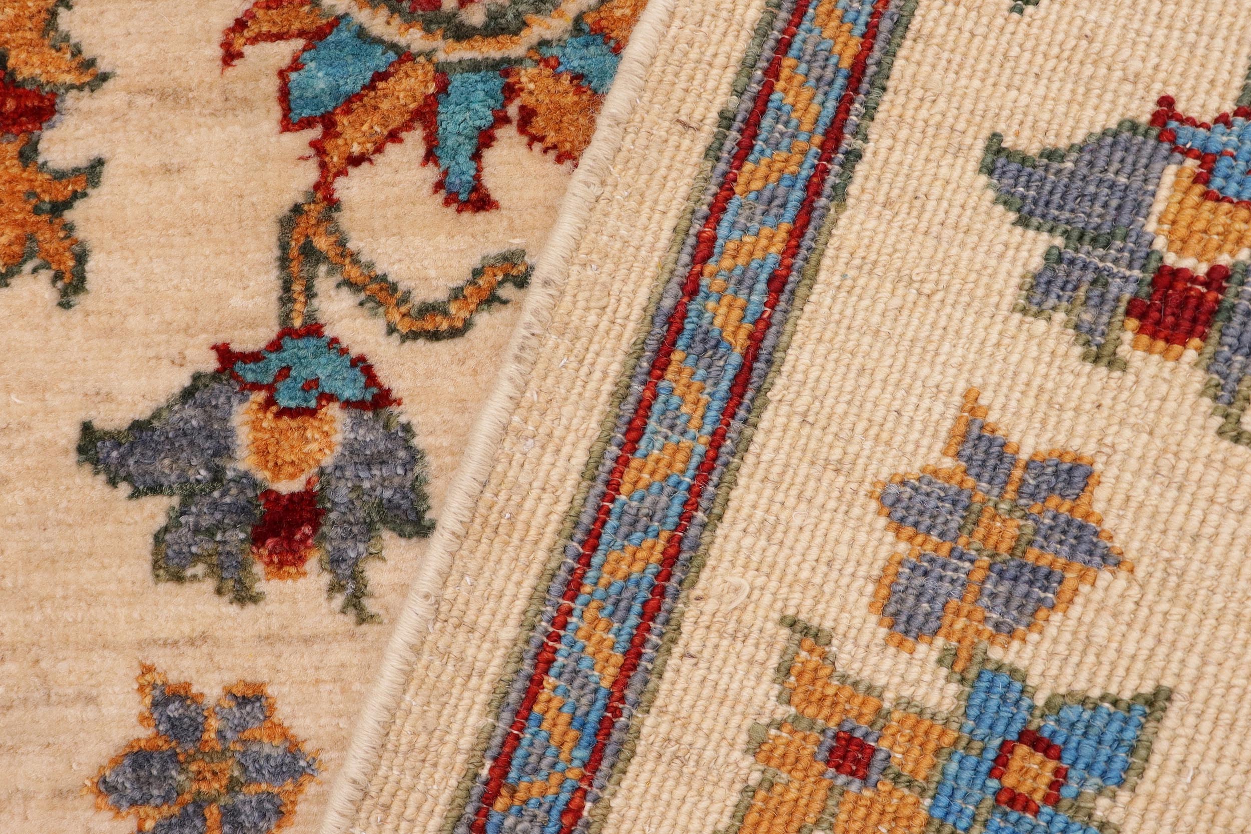 handmade Traditional Kafkaz Beige Red Hand Knotted RUNNER 100% WOOL area rug 3' x 5'