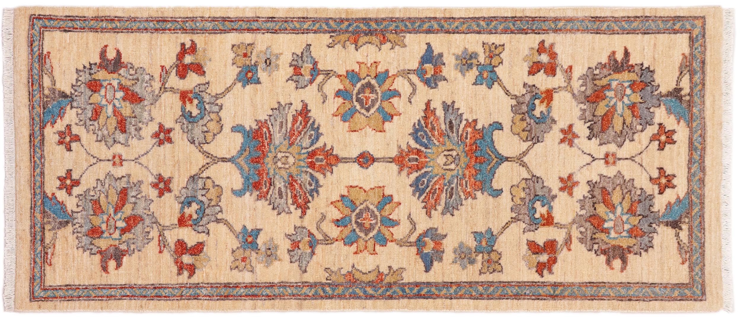 handmade Traditional Kafkaz Beige Rust Hand Knotted RUNNER 100% WOOL area rug 3' x 5'