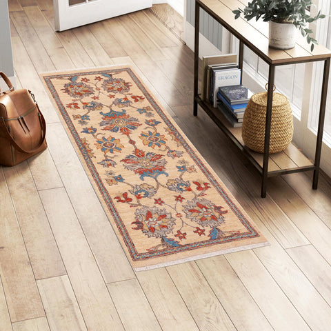 handmade Traditional Kafkaz Beige Rust Hand Knotted RUNNER 100% WOOL area rug 3' x 5'