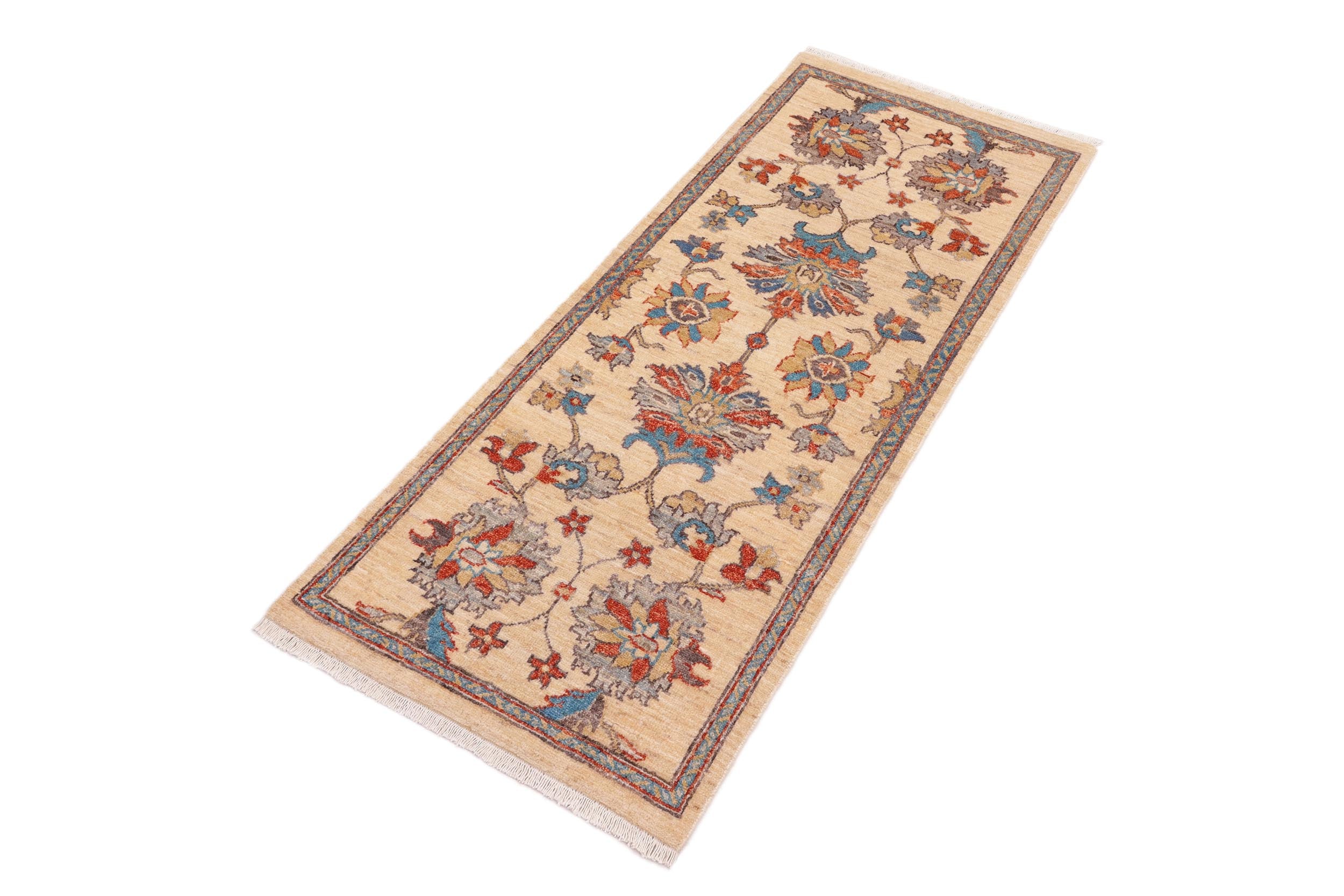 handmade Traditional Kafkaz Beige Rust Hand Knotted RUNNER 100% WOOL area rug 3' x 5'
