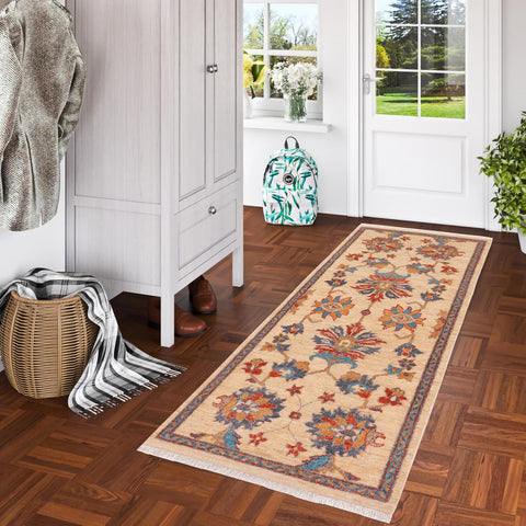 handmade Traditional Kafkaz Tan Rust Hand Knotted RUNNER 100% WOOL area rug 3' x 5'