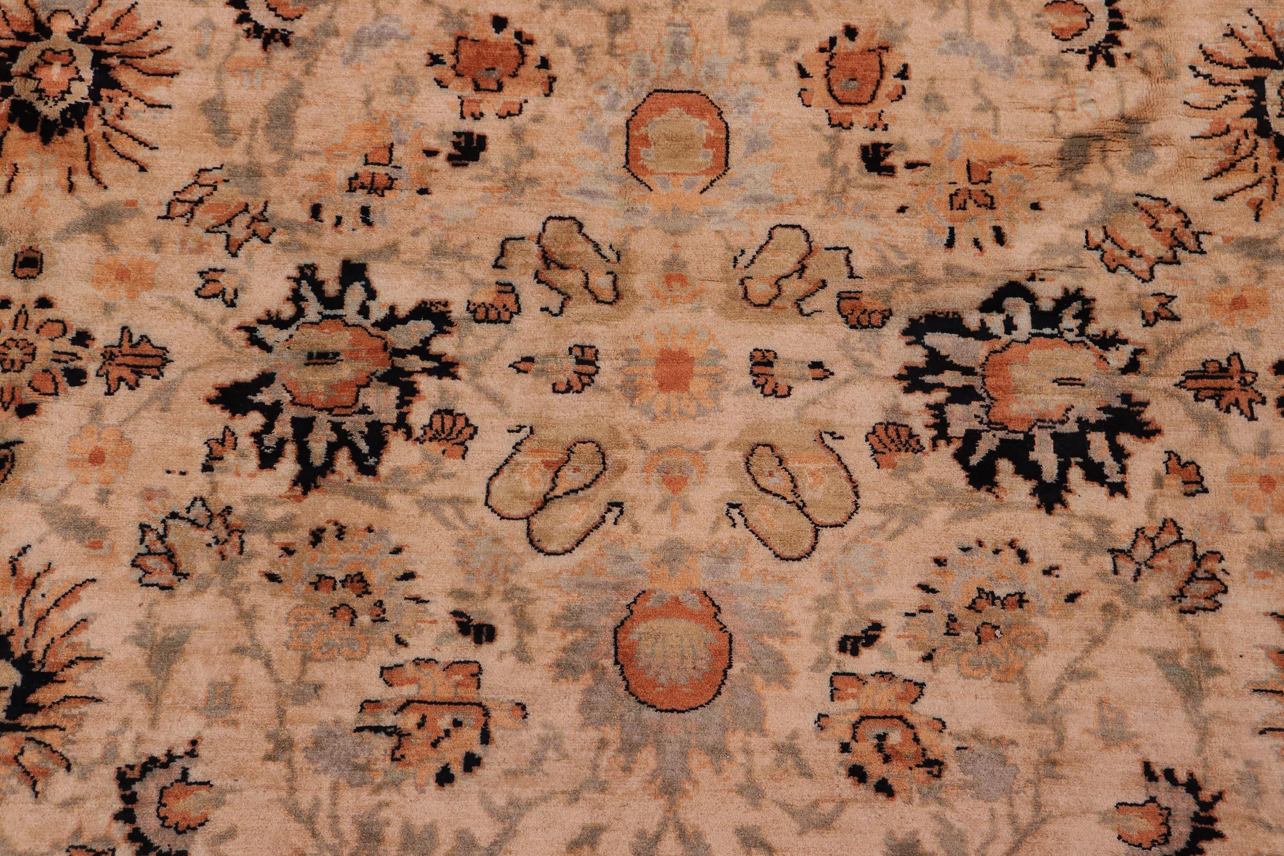 handmade Traditional New Asif Tan Lt. Gold Hand Knotted RECTANGLE 100% WOOL area rug 9x12
