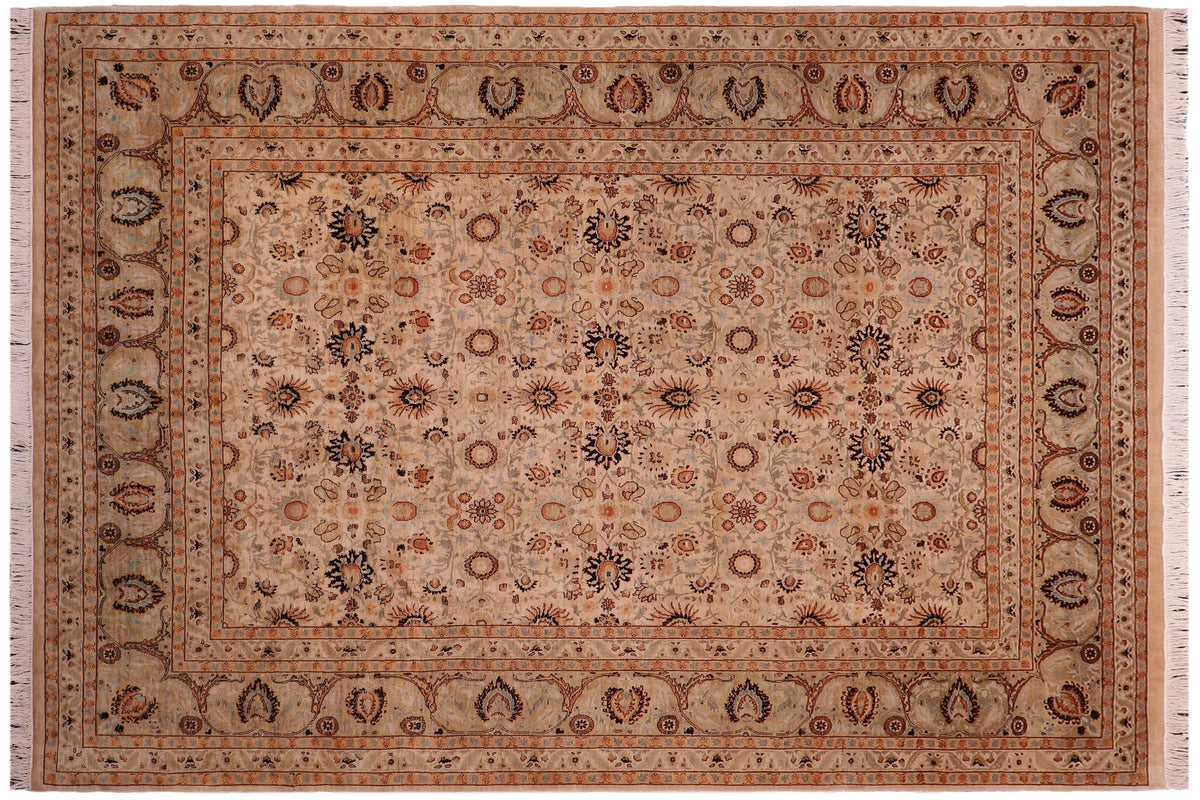 handmade Traditional New Asif Tan Lt. Gold Hand Knotted RECTANGLE 100% WOOL area rug 9x12