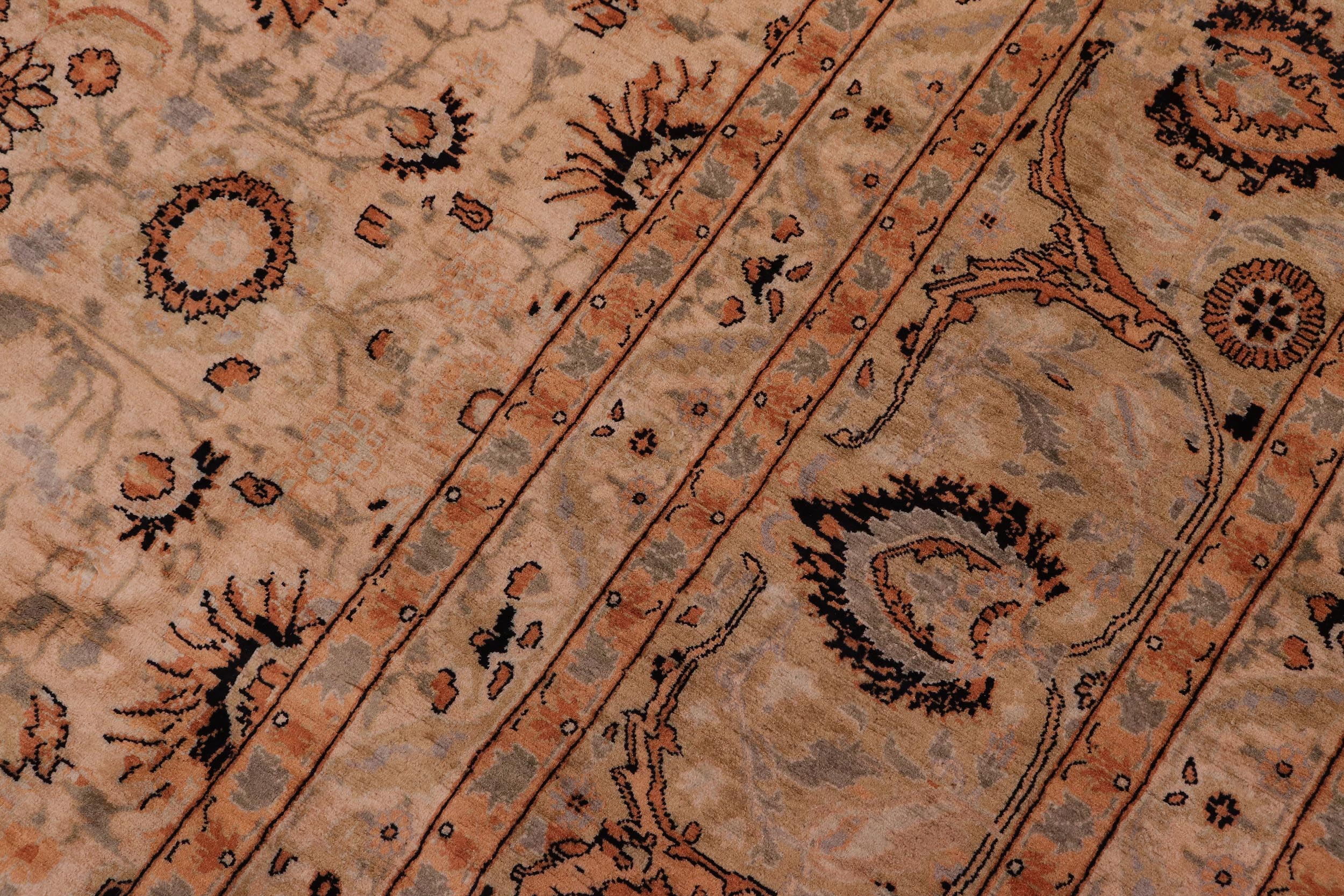 handmade Traditional New Asif Tan Lt. Gold Hand Knotted RECTANGLE 100% WOOL area rug 9x12