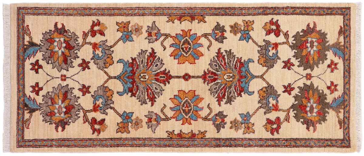 handmade Traditional Kafkaz Beige Rust Hand Knotted RUNNER 100% WOOL area rug 3' x 5'