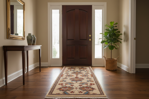handmade Traditional Kafkaz Beige Rust Hand Knotted RUNNER 100% WOOL area rug 3' x 5'