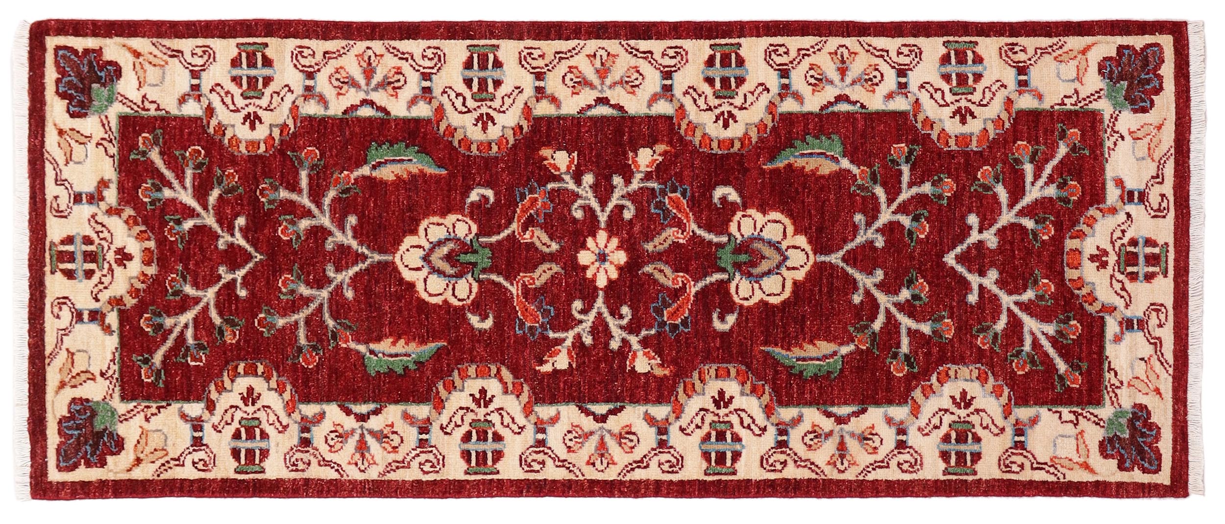 handmade Traditional Kafkaz Red Beige Hand Knotted RUNNER 100% WOOL area rug 3' x 5'