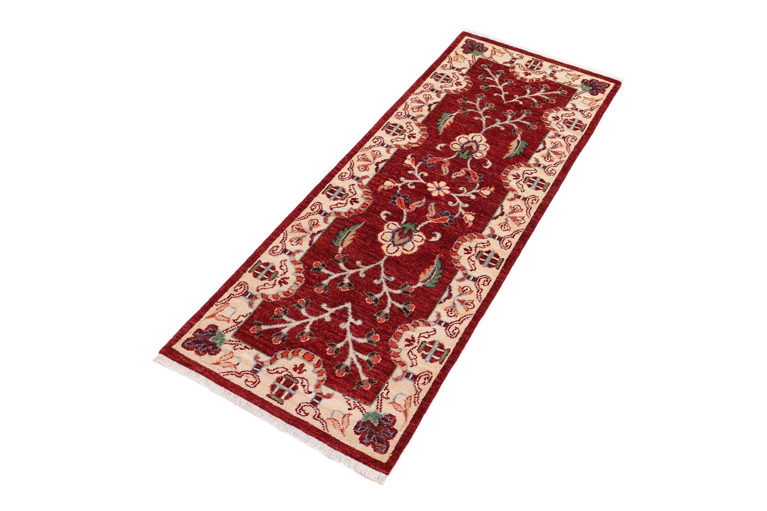 handmade Traditional Kafkaz Red Beige Hand Knotted RUNNER 100% WOOL area rug 3' x 5'