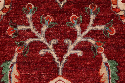 handmade Traditional Kafkaz Red Beige Hand Knotted RUNNER 100% WOOL area rug 3' x 5'