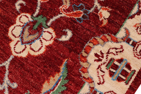 handmade Traditional Kafkaz Red Beige Hand Knotted RUNNER 100% WOOL area rug 3' x 5'