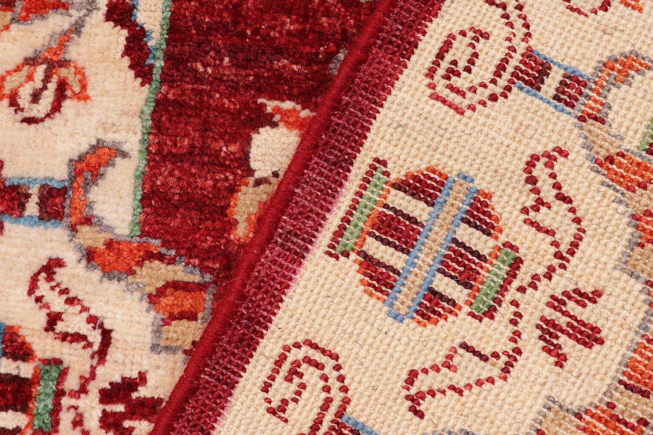 handmade Traditional Kafkaz Red Beige Hand Knotted RUNNER 100% WOOL area rug 3' x 5'