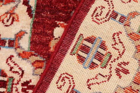 handmade Traditional Kafkaz Red Beige Hand Knotted RUNNER 100% WOOL area rug 3' x 5'