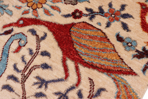 handmade Traditional Kafkaz Beige Blue Hand Knotted RUNNER 100% WOOL area rug 3' x 5'