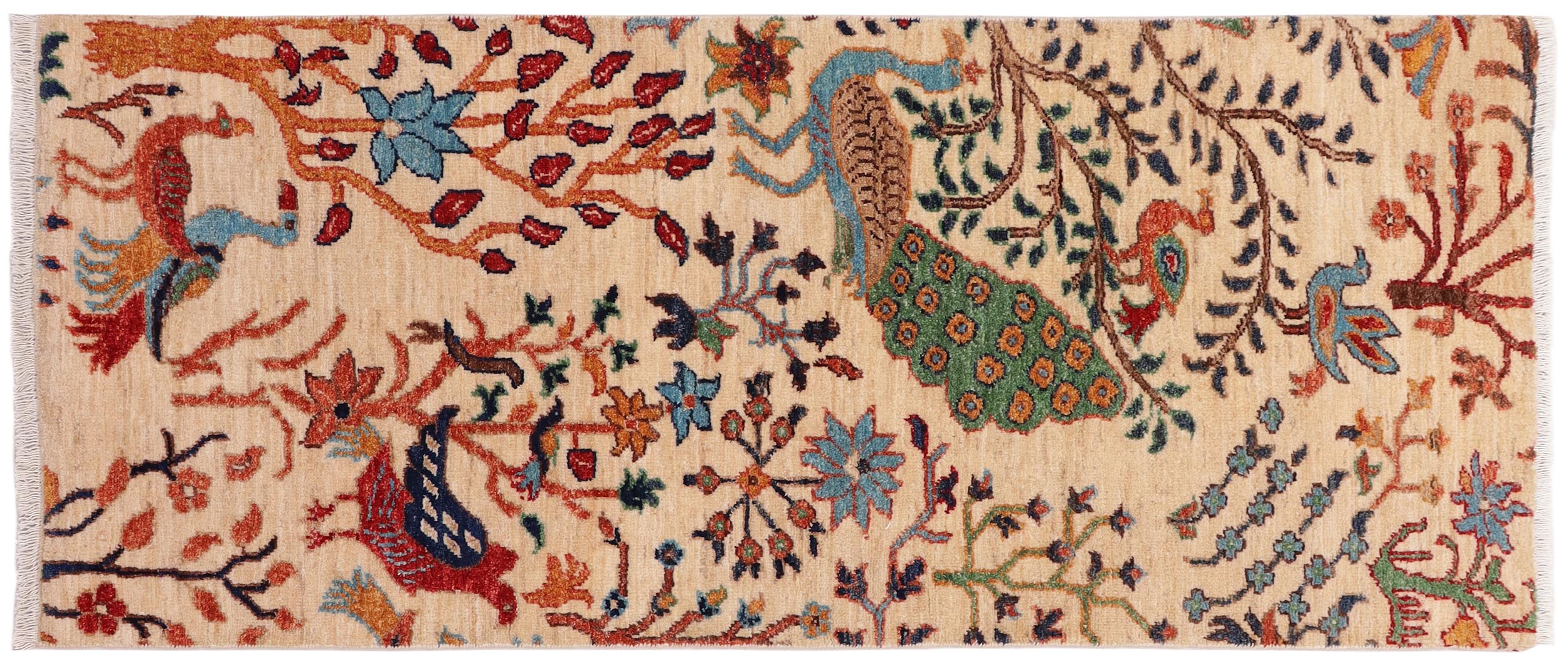 handmade Traditional Kafkaz Beige Rust Hand Knotted RUNNER 100% WOOL area rug 3' x 5'