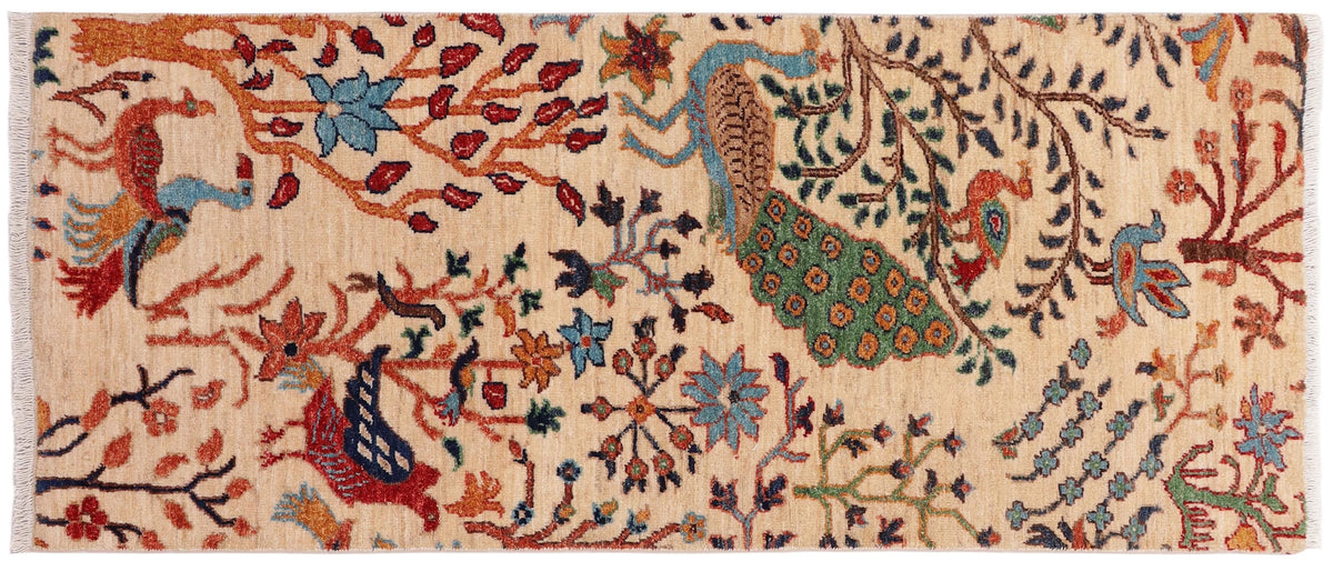 handmade Traditional Kafkaz Beige Rust Hand Knotted RUNNER 100% WOOL area rug 3' x 5'