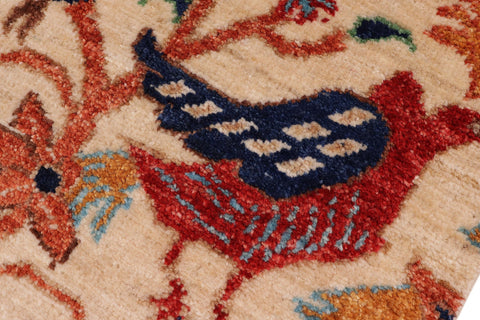 handmade Traditional Kafkaz Beige Rust Hand Knotted RUNNER 100% WOOL area rug 3' x 5'
