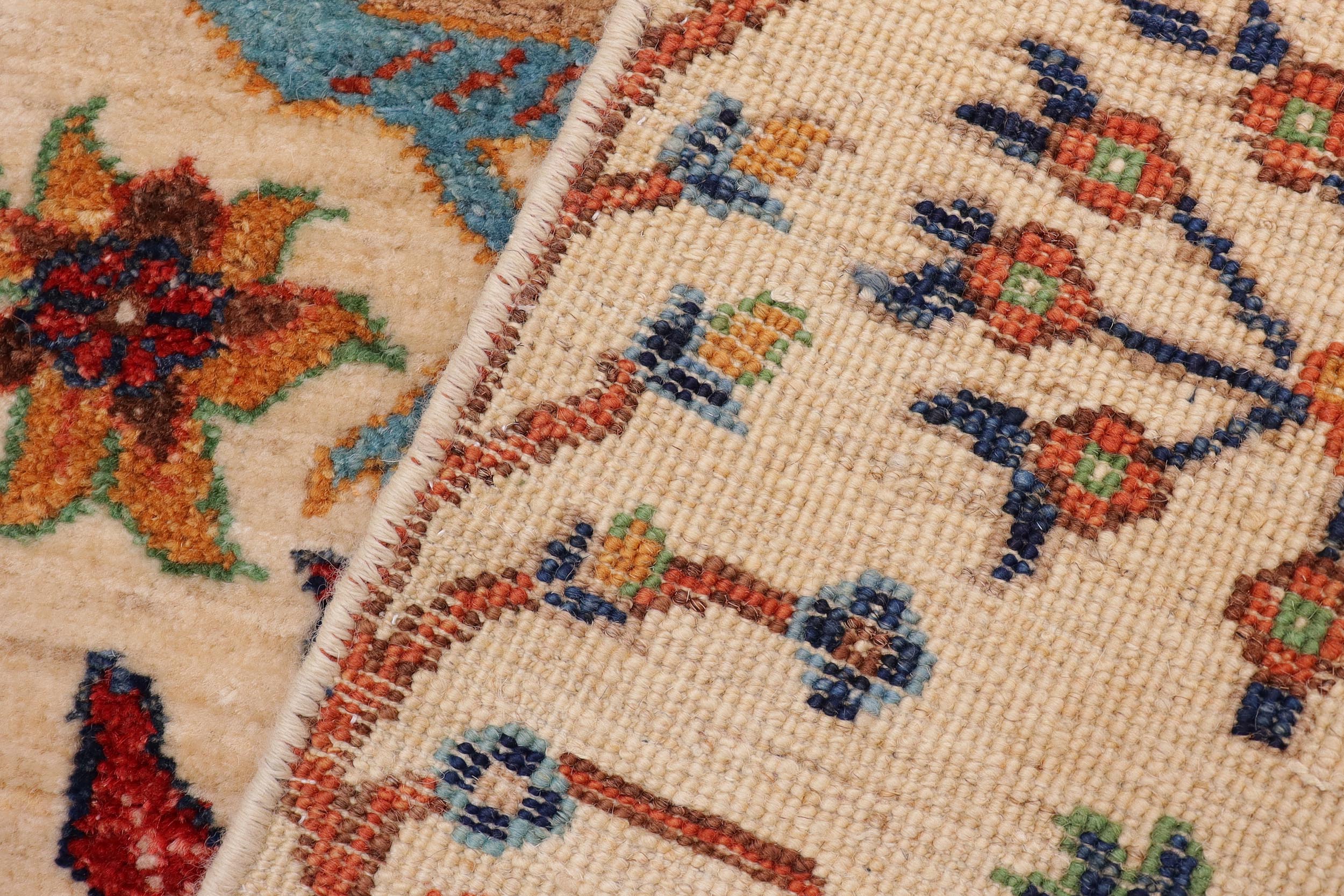 handmade Traditional Kafkaz Beige Rust Hand Knotted RUNNER 100% WOOL area rug 3' x 5'