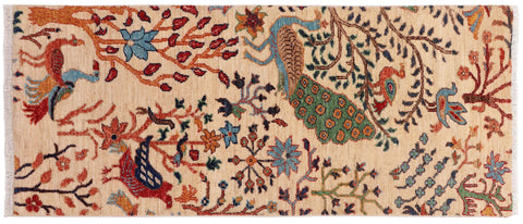 handmade Traditional Kafkaz Beige Rust Hand Knotted RUNNER 100% WOOL area rug 3' x 5'