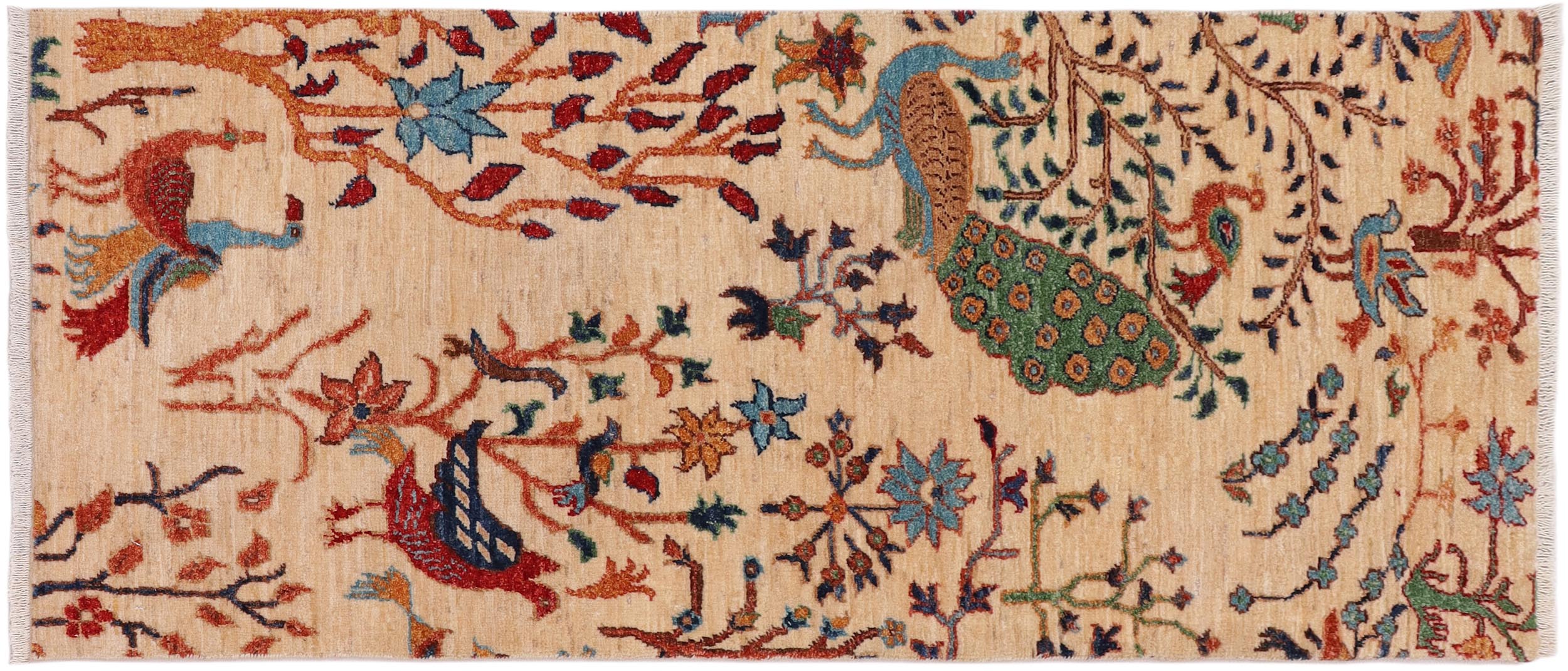 handmade Traditional Kafkaz Beige Rust Hand Knotted RUNNER 100% WOOL area rug 3' x 5'