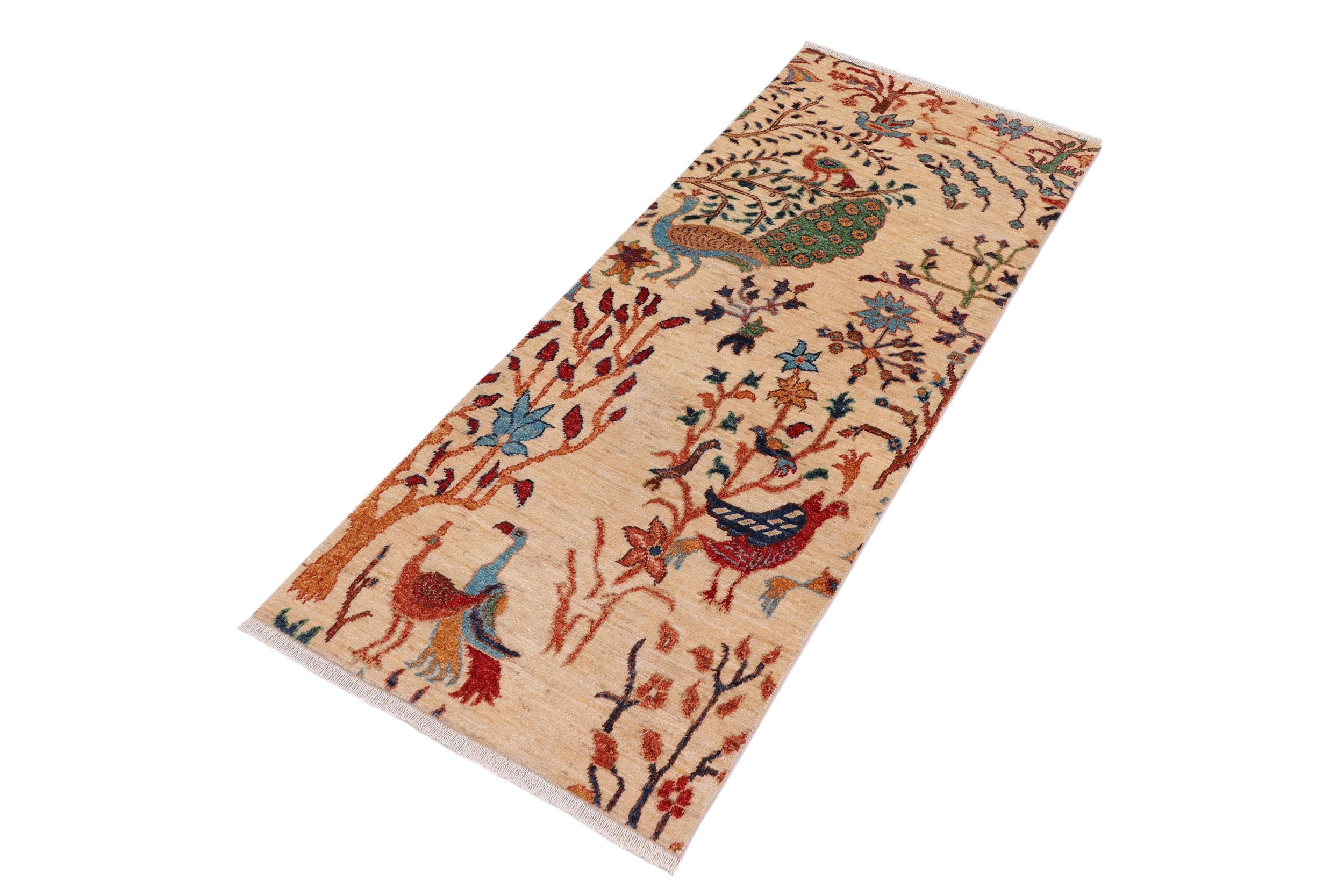handmade Traditional Kafkaz Beige Rust Hand Knotted RUNNER 100% WOOL area rug 3' x 5'