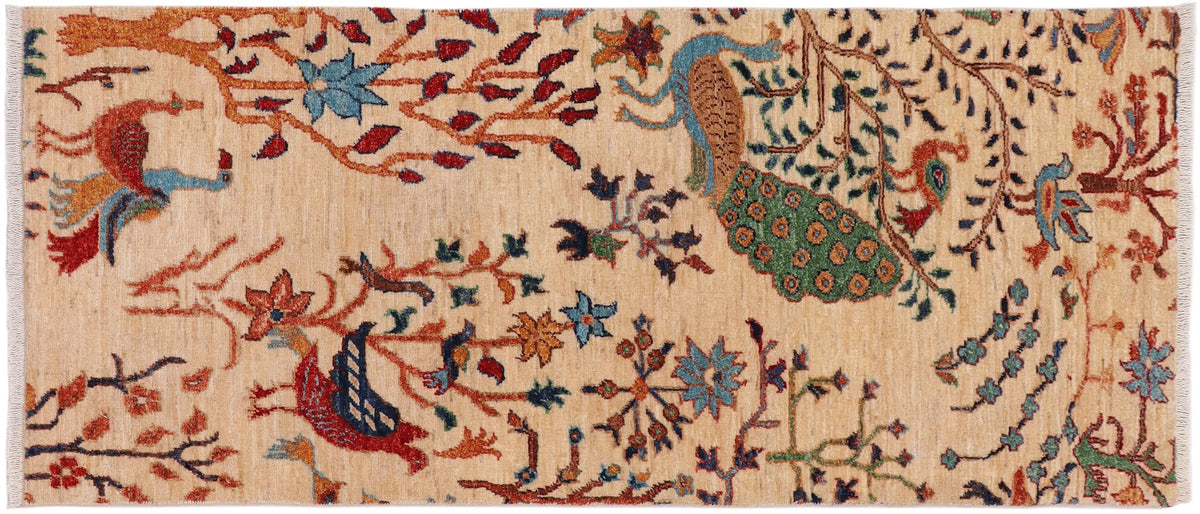 handmade Traditional Kafkaz Beige Rust Hand Knotted RUNNER 100% WOOL area rug 3' x 5'