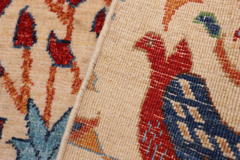 handmade Traditional Kafkaz Beige Rust Hand Knotted RUNNER 100% WOOL area rug 3' x 5'