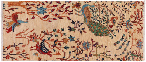 handmade Traditional Kafkaz Beige Rust Hand Knotted RUNNER 100% WOOL area rug 3' x 5'