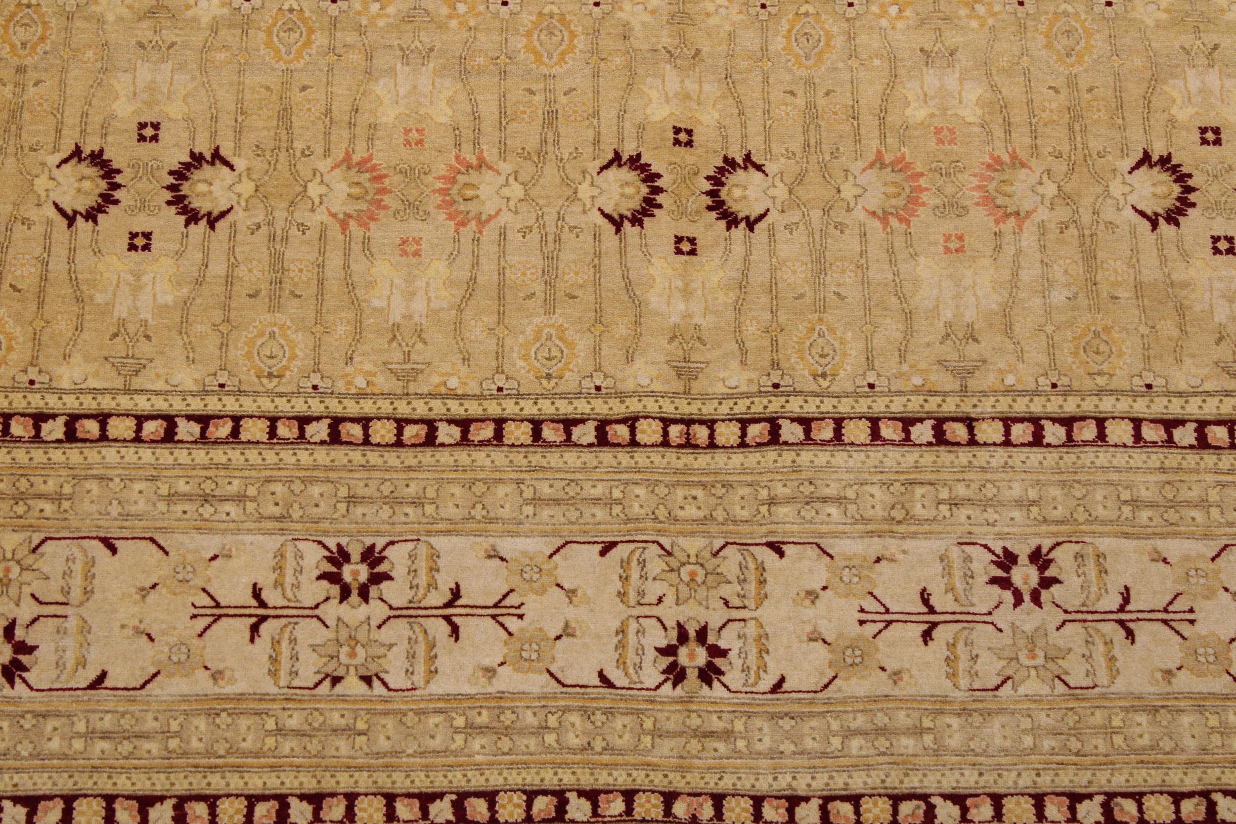 handmade Transitional Agra Tan Beige Hand Knotted RECTANGLE 100% WOOL area rug 9 x 12