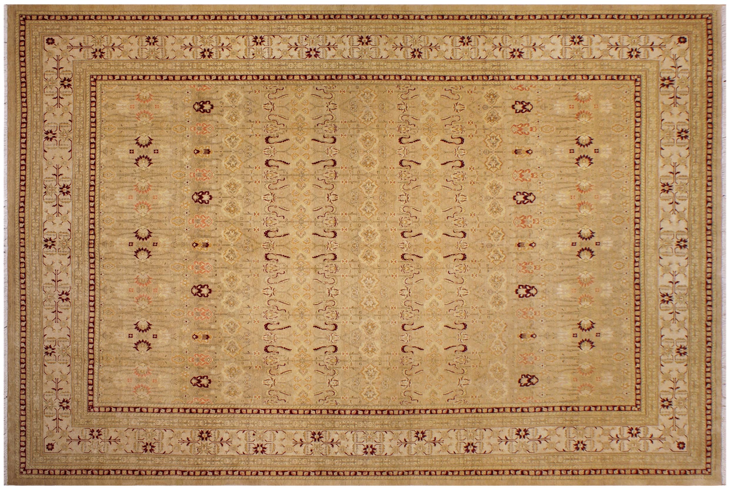 handmade Transitional Agra Tan Beige Hand Knotted RECTANGLE 100% WOOL area rug 9x12