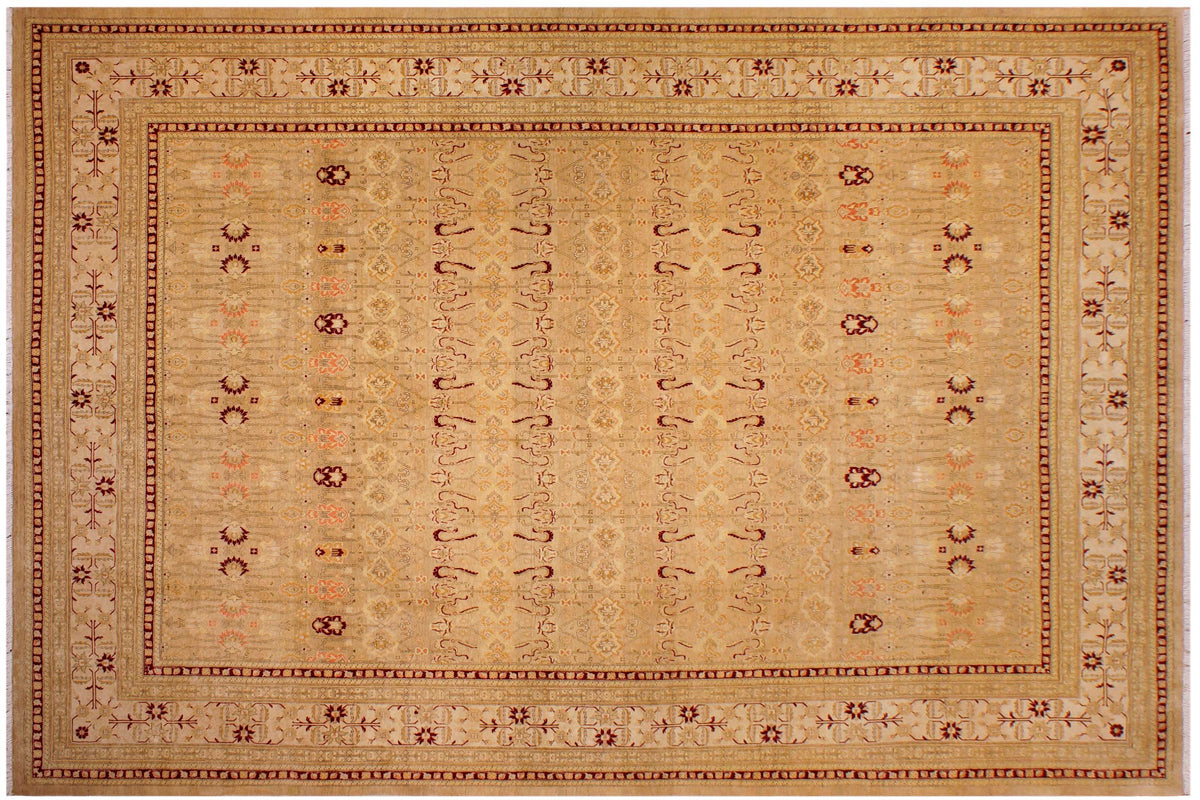 handmade Transitional Agra Tan Beige Hand Knotted RECTANGLE 100% WOOL area rug 9x12