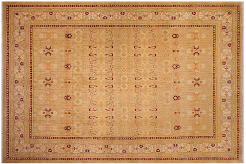 handmade Transitional Agra Tan Beige Hand Knotted RECTANGLE 100% WOOL area rug 9x12