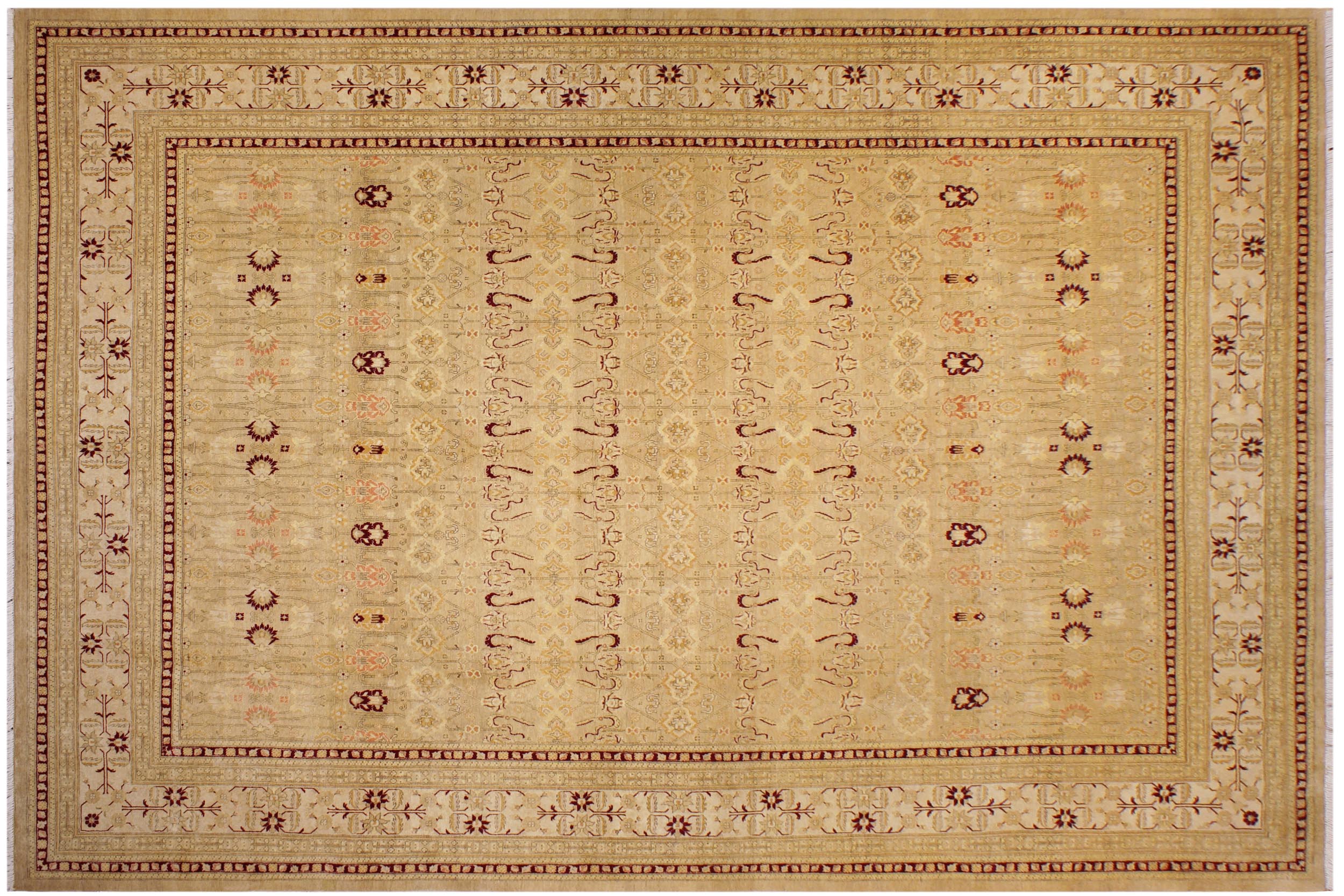 handmade Transitional Agra Tan Beige Hand Knotted RECTANGLE 100% WOOL area rug 9 x 12