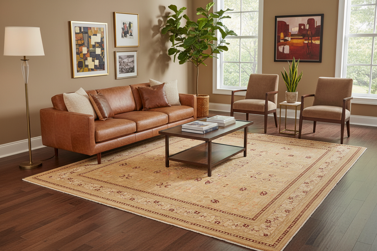 handmade Transitional Agra Tan Beige Hand Knotted RECTANGLE 100% WOOL area rug 9 x 12
