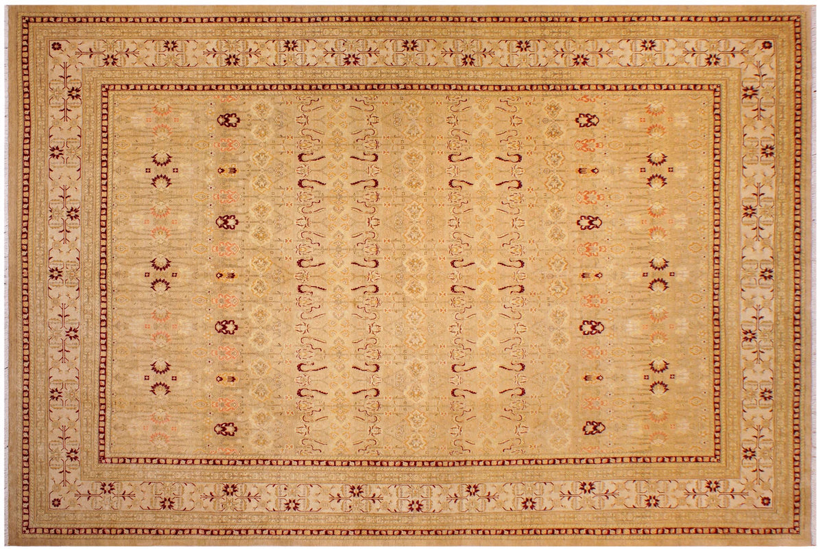 handmade Transitional Agra Tan Beige Hand Knotted RECTANGLE 100% WOOL area rug 9 x 12