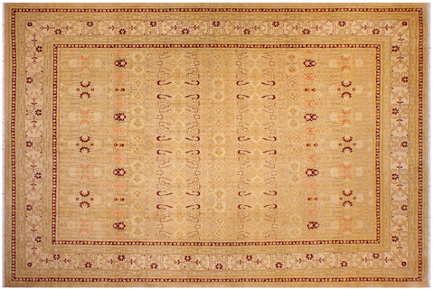 handmade Transitional Agra Tan Beige Hand Knotted RECTANGLE 100% WOOL area rug 9 x 12