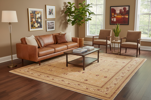handmade Transitional Agra Tan Beige Hand Knotted RECTANGLE 100% WOOL area rug 9 x 12