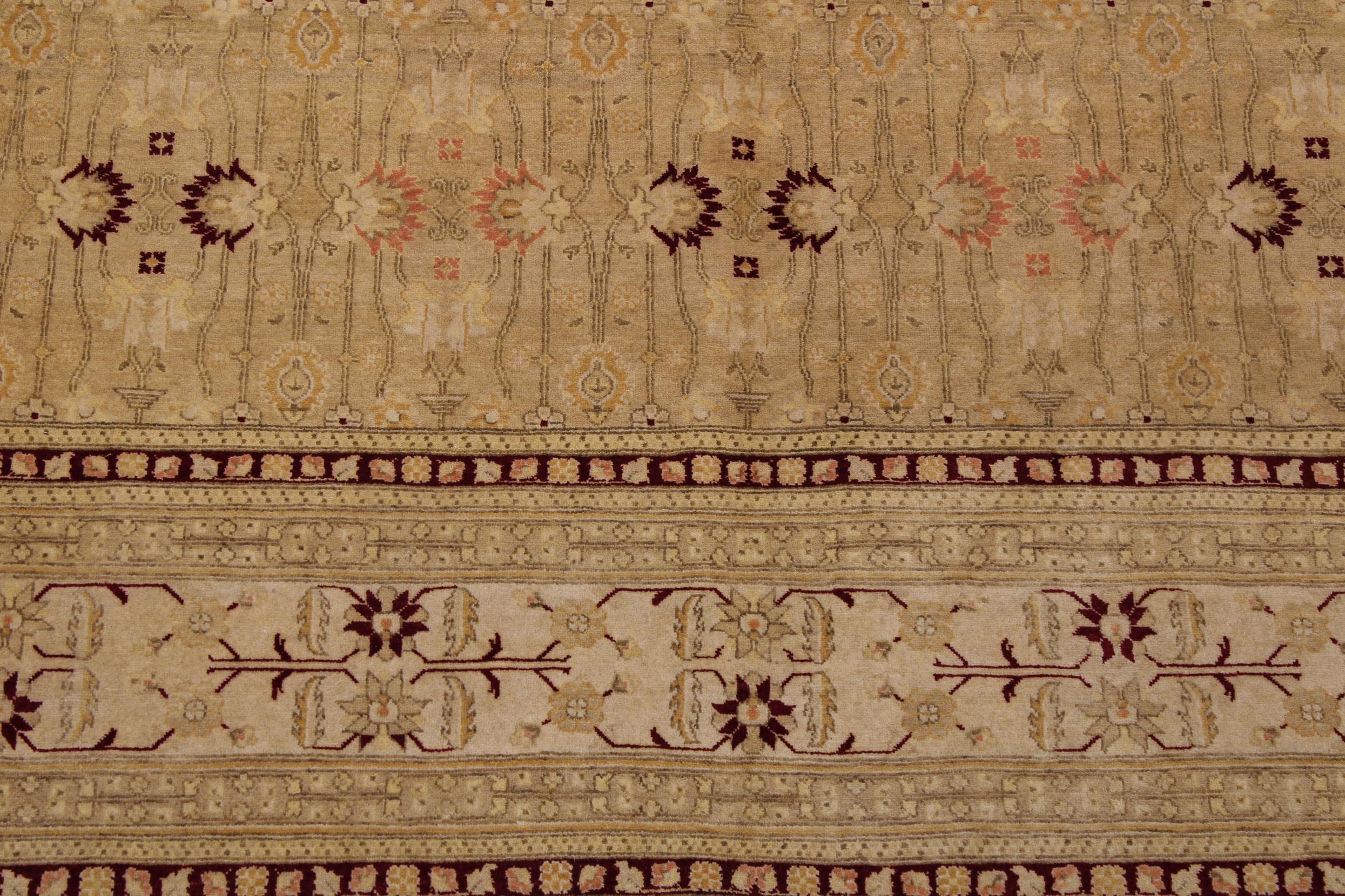 handmade Transitional Agra Tan Beige Hand Knotted RECTANGLE 100% WOOL area rug 9x12