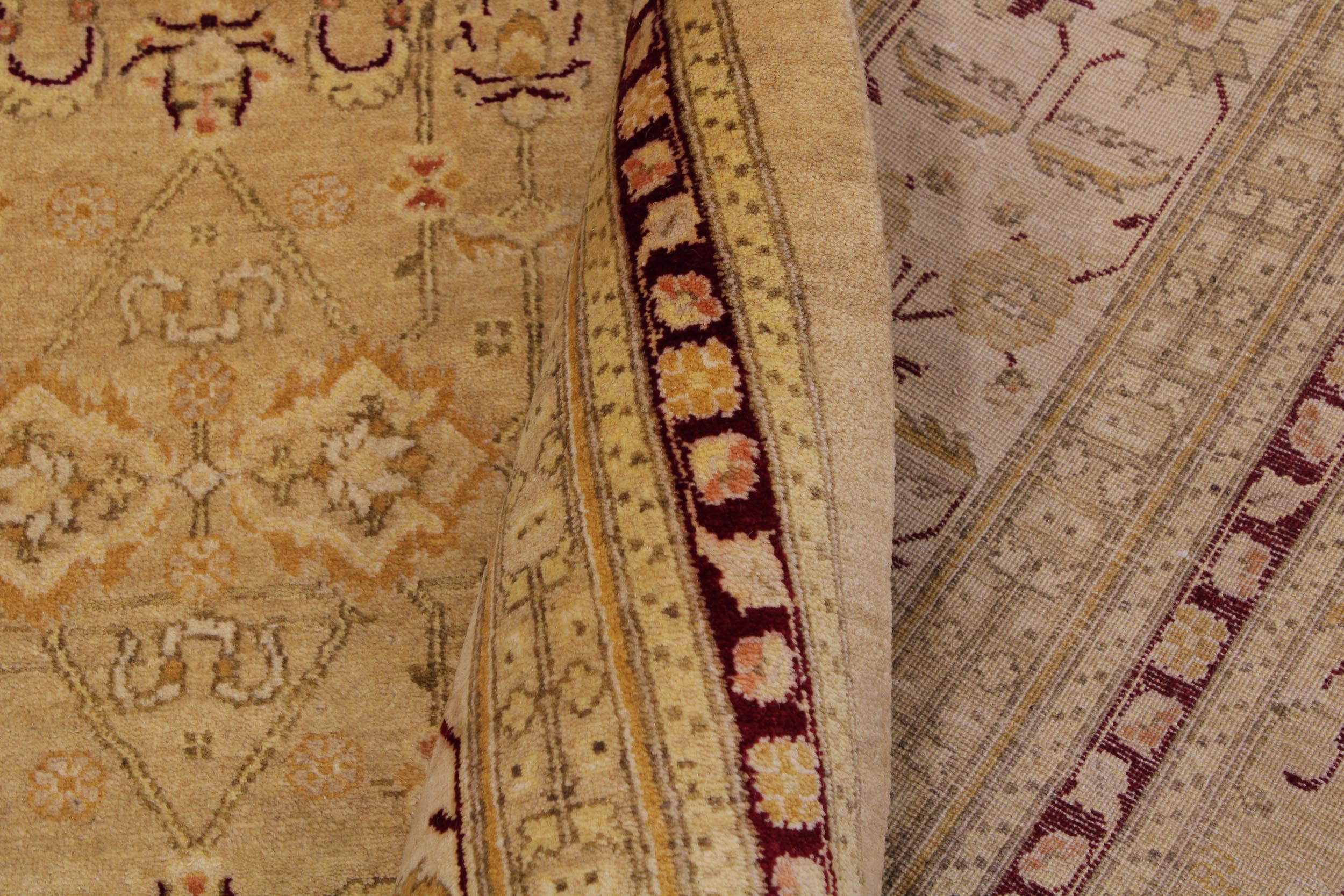 handmade Transitional Agra Tan Beige Hand Knotted RECTANGLE 100% WOOL area rug 9 x 12