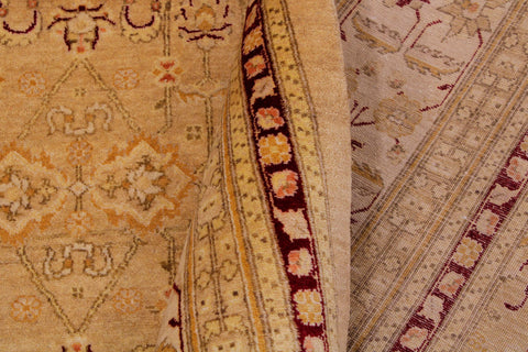 handmade Transitional Agra Tan Beige Hand Knotted RECTANGLE 100% WOOL area rug 9 x 12