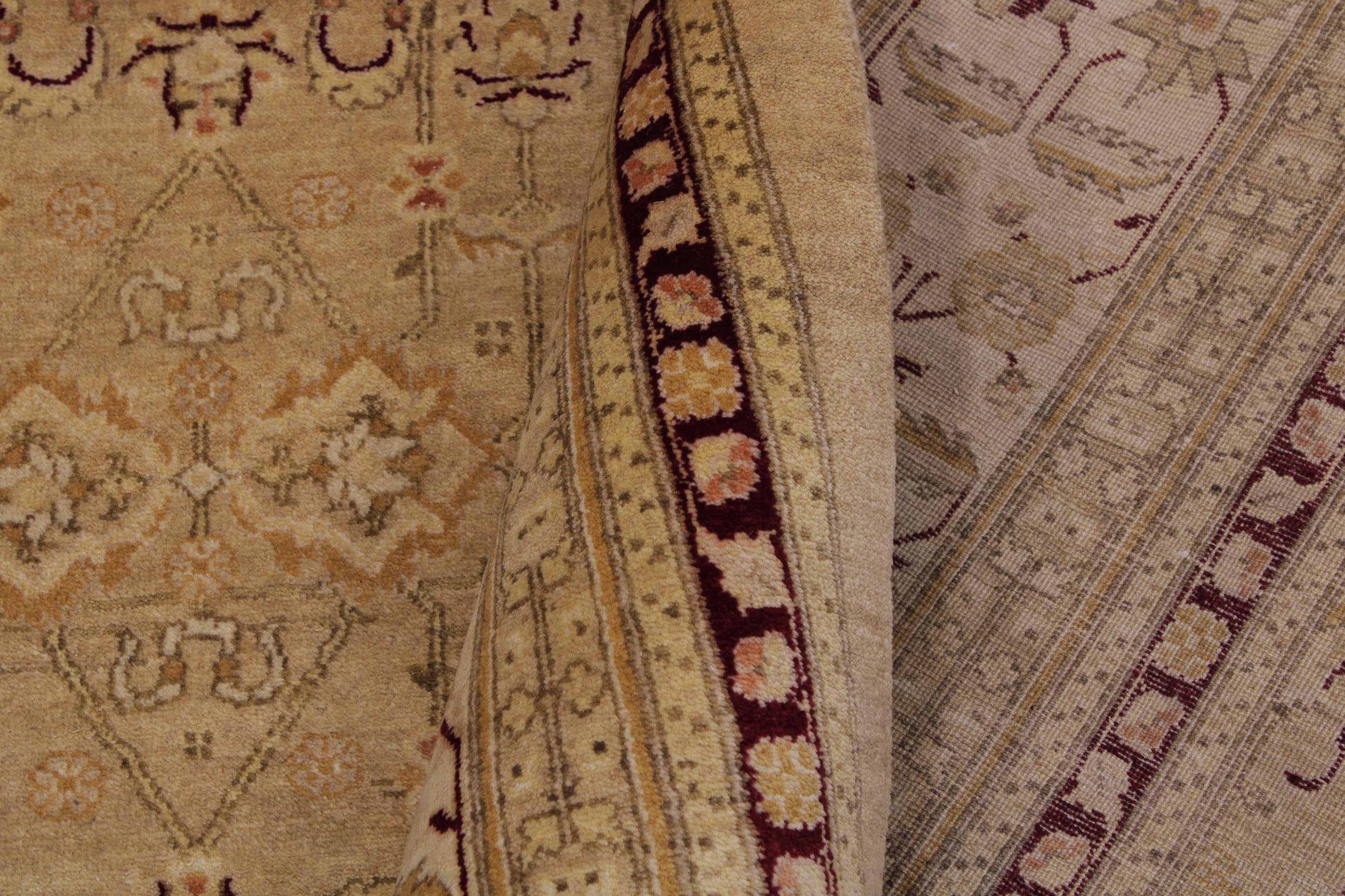 handmade Transitional Agra Tan Beige Hand Knotted RECTANGLE 100% WOOL area rug 9x12