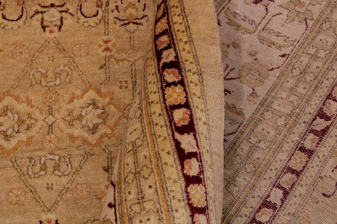 handmade Transitional Agra Tan Beige Hand Knotted RECTANGLE 100% WOOL area rug 9x12