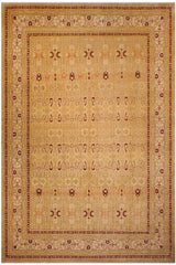 Traditional Agra Ola Tan Beige Hand Knotted Area rugs 9X12